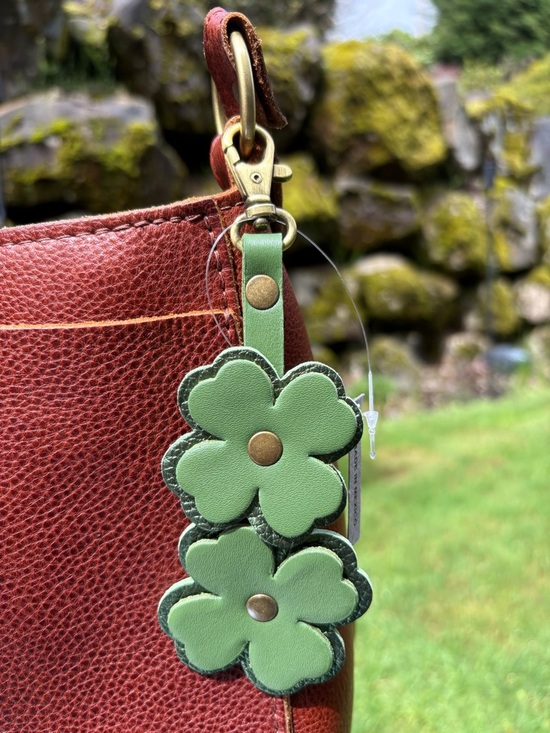 Portland Leather Accessories - PLG Lucky 4 Leaf Clover Keychain Bag Charm Swivel Lobster Clasp Portland Leather